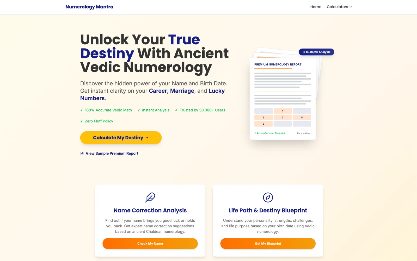 Numerology web design