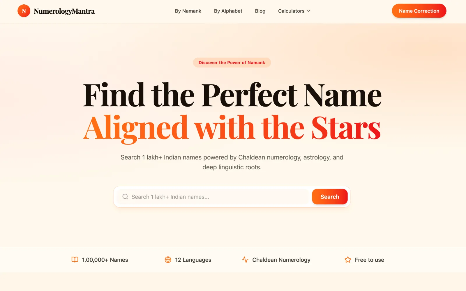 Name numerology website design